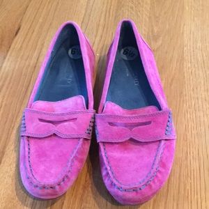 Pink orchid suede loafers